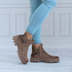 Botki Damskie Ażurowe Brązowe POTOCKI Wygodne Buty - Styl glamour