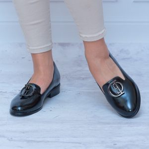 Czarne Mokasyny Damskie Lakierowane – Modne Buty Damskie - Styl klasyczny