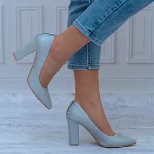 Buty Na Obcasie Do Sukienki Srebrne z Połyskiem 1662 KORDA