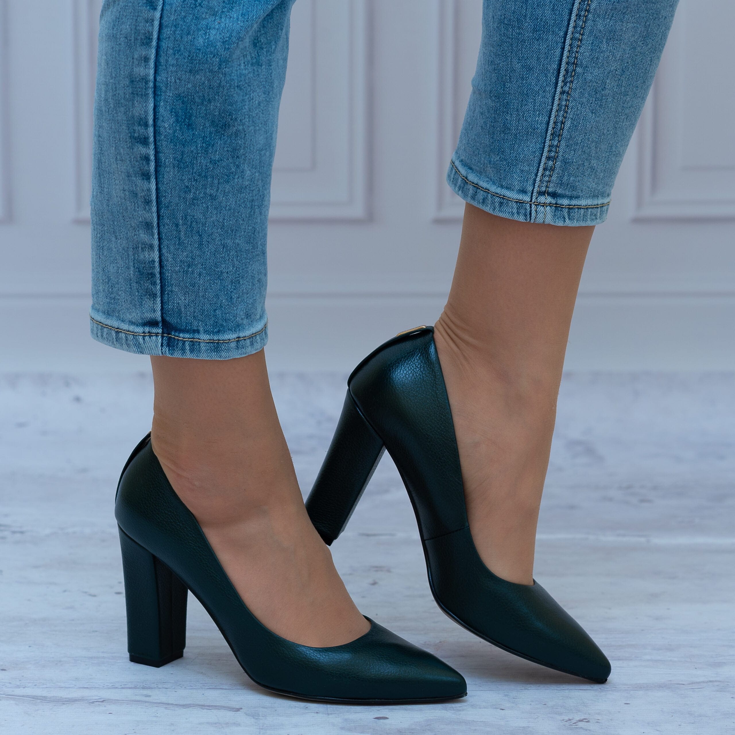 Buty Na Obcasie Do Sukienki Zielone z Połyskiem 1662 KORDA - Na lato