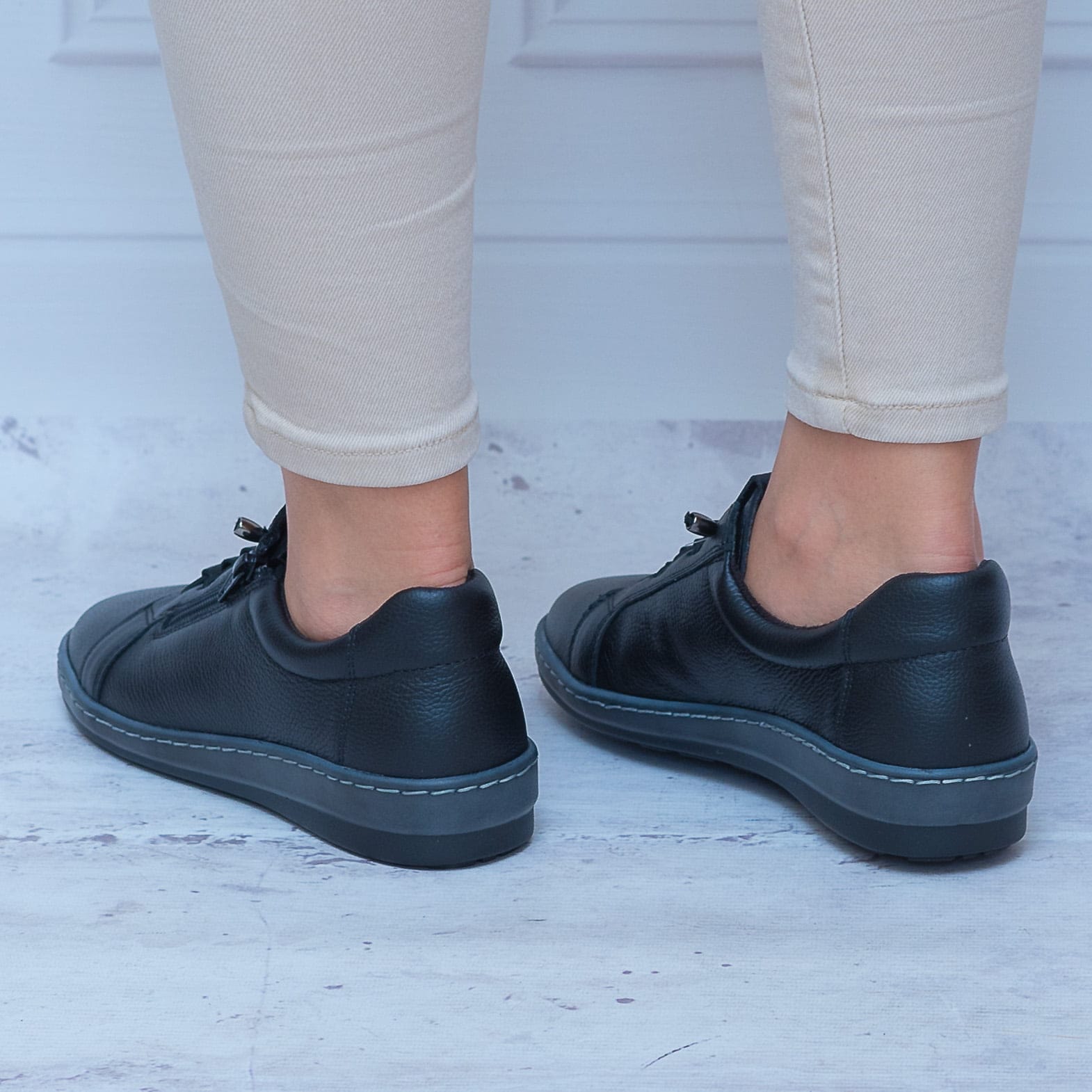 Czarne Buty Damskie WASAK 0688 Wygodne Buty Damskie Skórzane - Na wiosnę