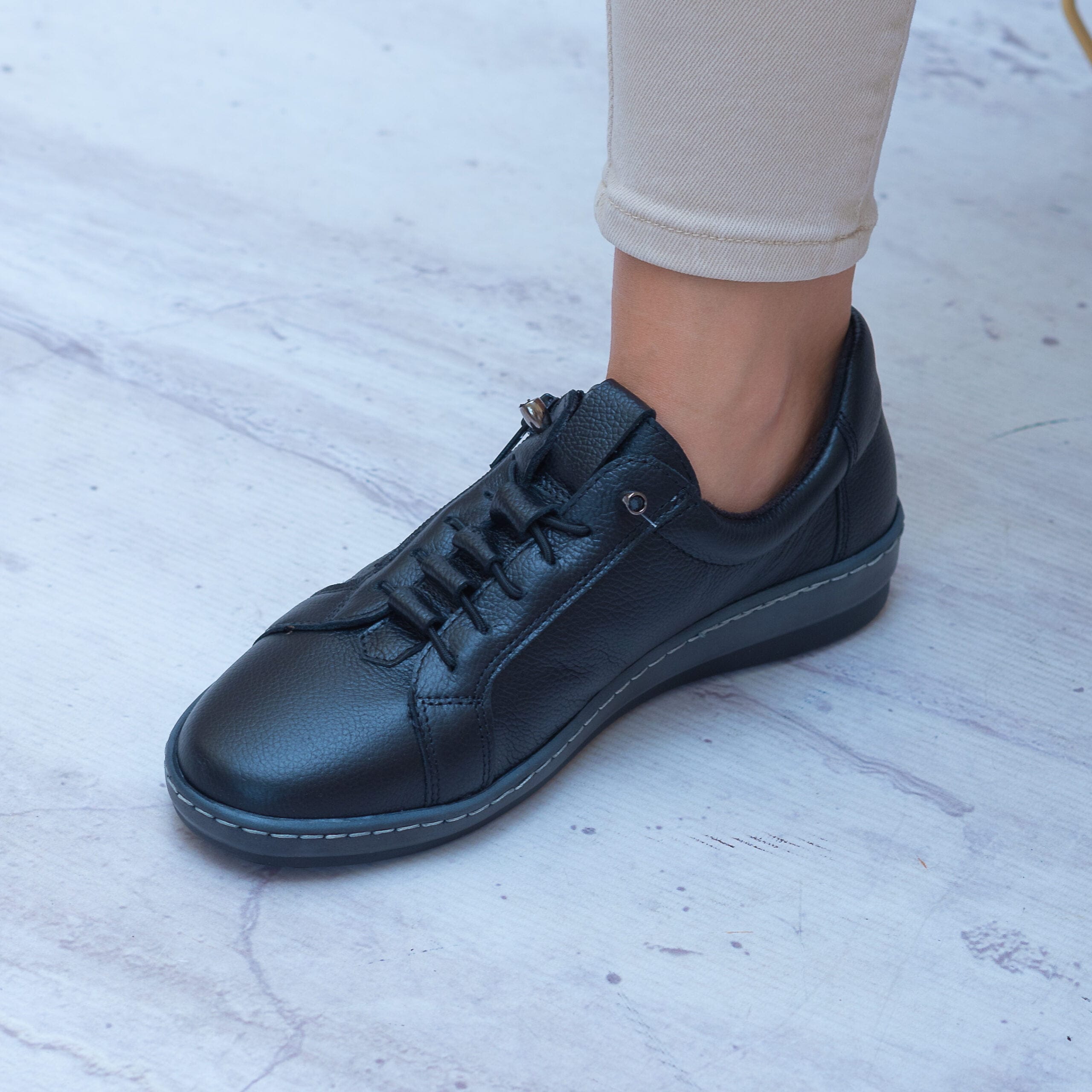 Czarne Buty Damskie WASAK 0688 Wygodne Buty Damskie Skórzane - Na lato