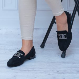 Mokasyny Damskie Zamszowe Czarne – Modne Buty Na Jesień - Styl klasyczny