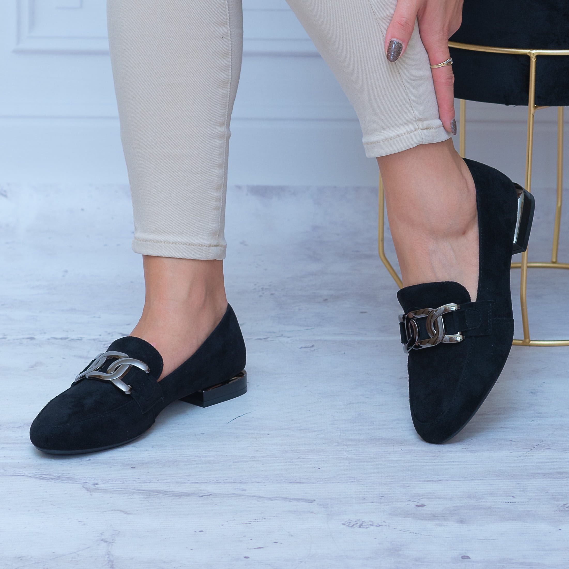 Mokasyny Damskie Zamszowe Czarne – Modne Buty Na Jesień