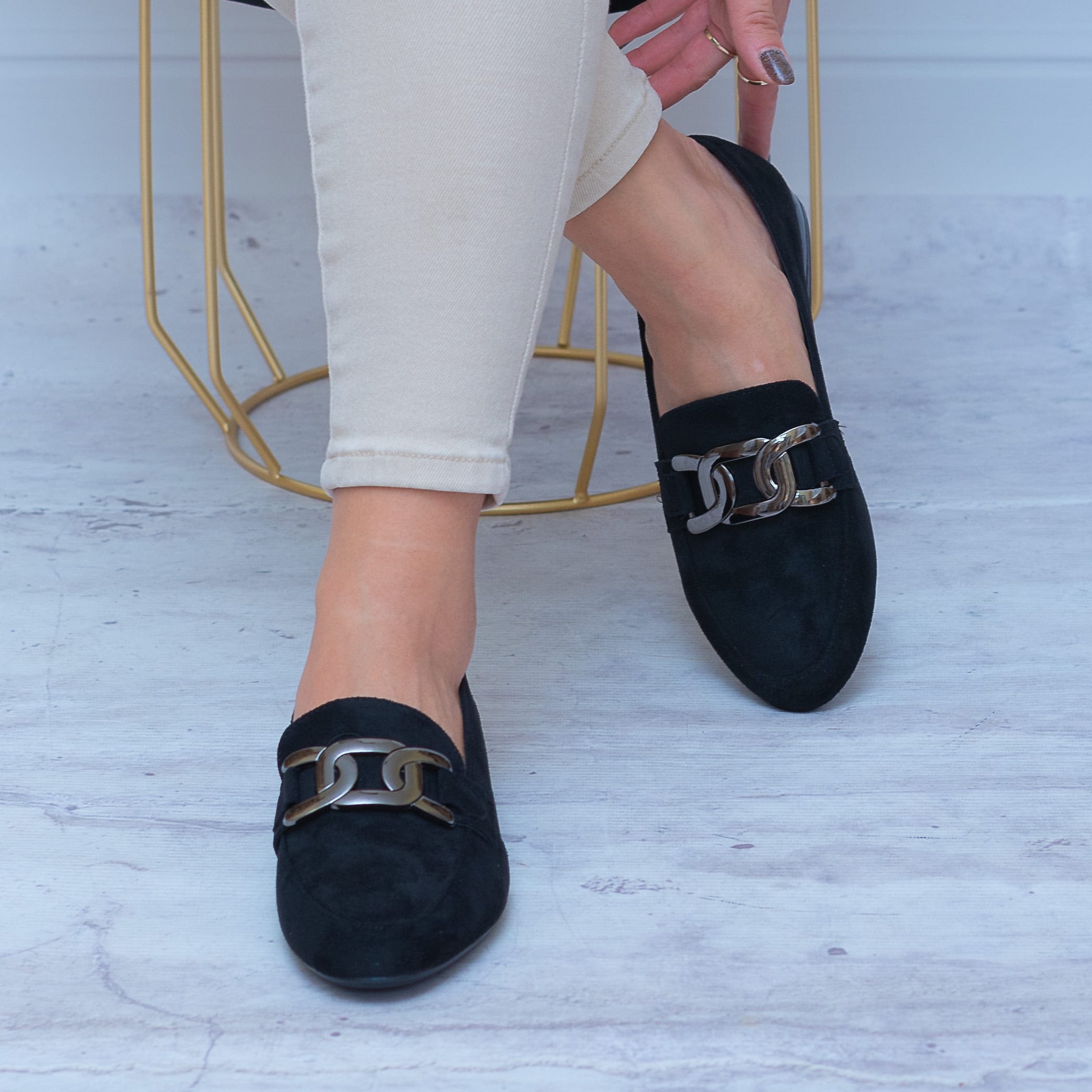 Mokasyny Damskie Zamszowe Czarne – Modne Buty Na Jesień - Styl casualowy