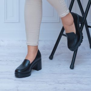 Czarne Półbuty Damskie Na Obcasie Wygodne Buty Na Jesień