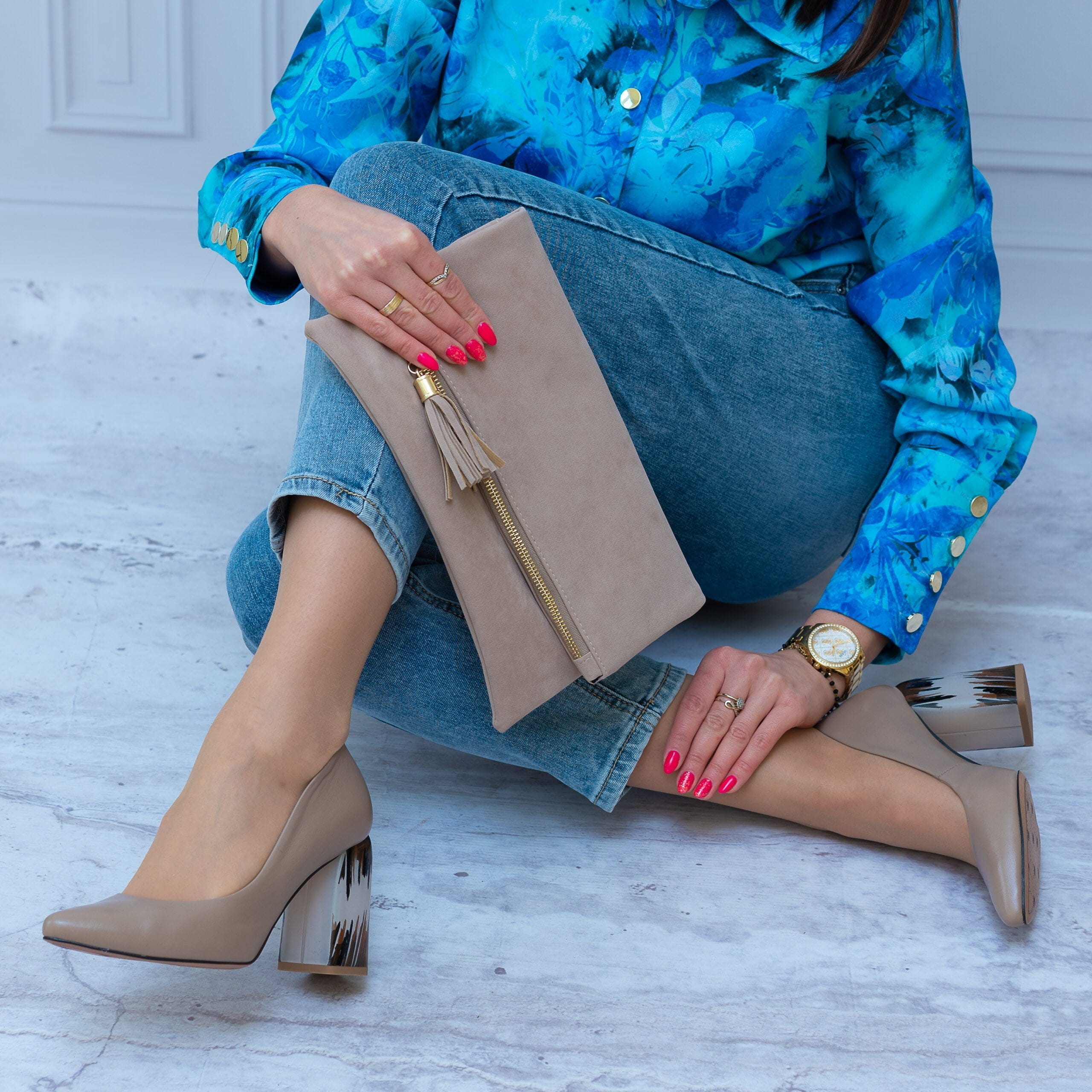 Czółenka Kordel 2333 Cappuccino Skóra WYGODNE BUTY - Styl elegancki
