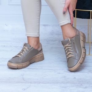 Beżowe Półbuty Na Platformie WASAK Modne Buty - Styl casualowy