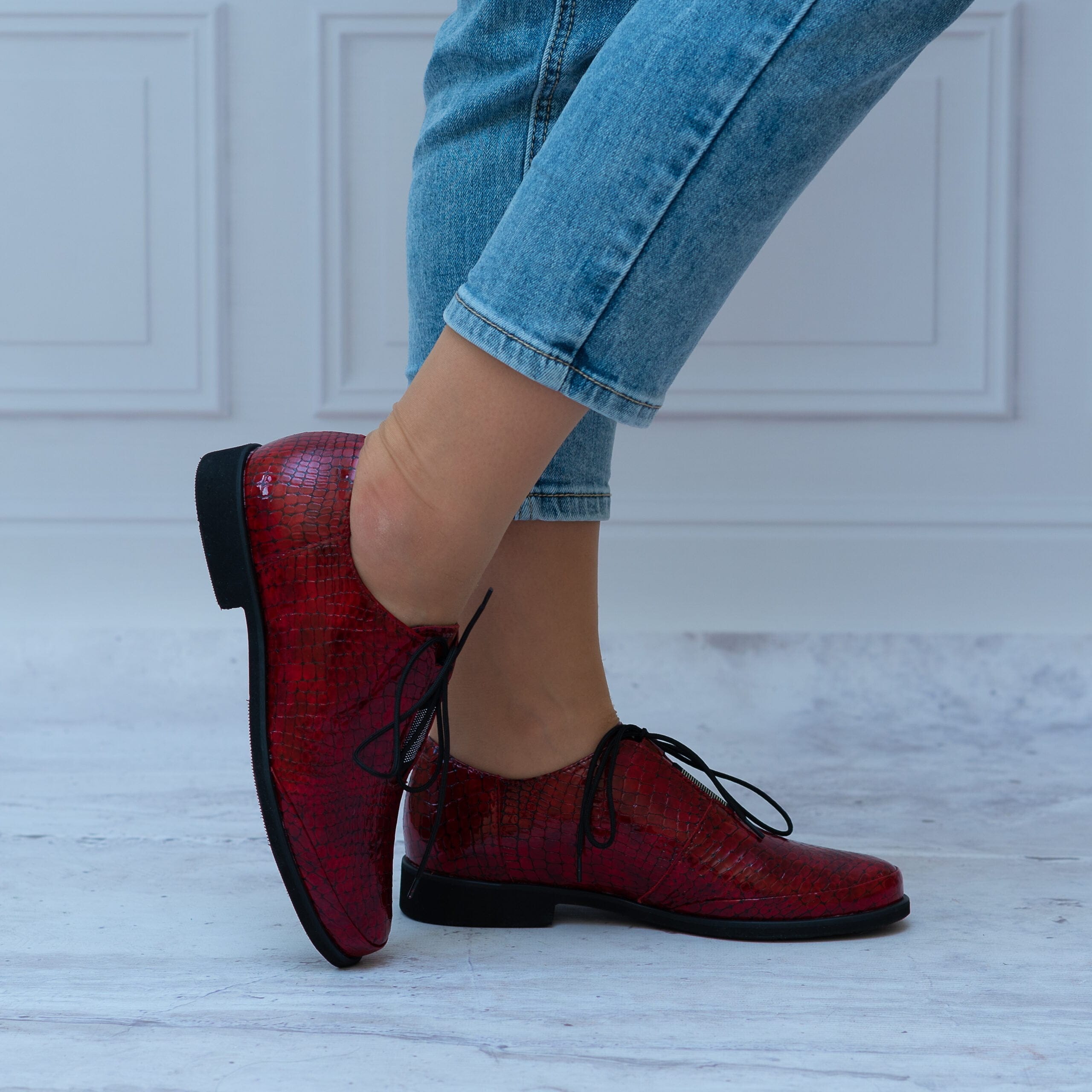 Półbuty Bordowe Skóra 1093 Pulso - Styl glamour