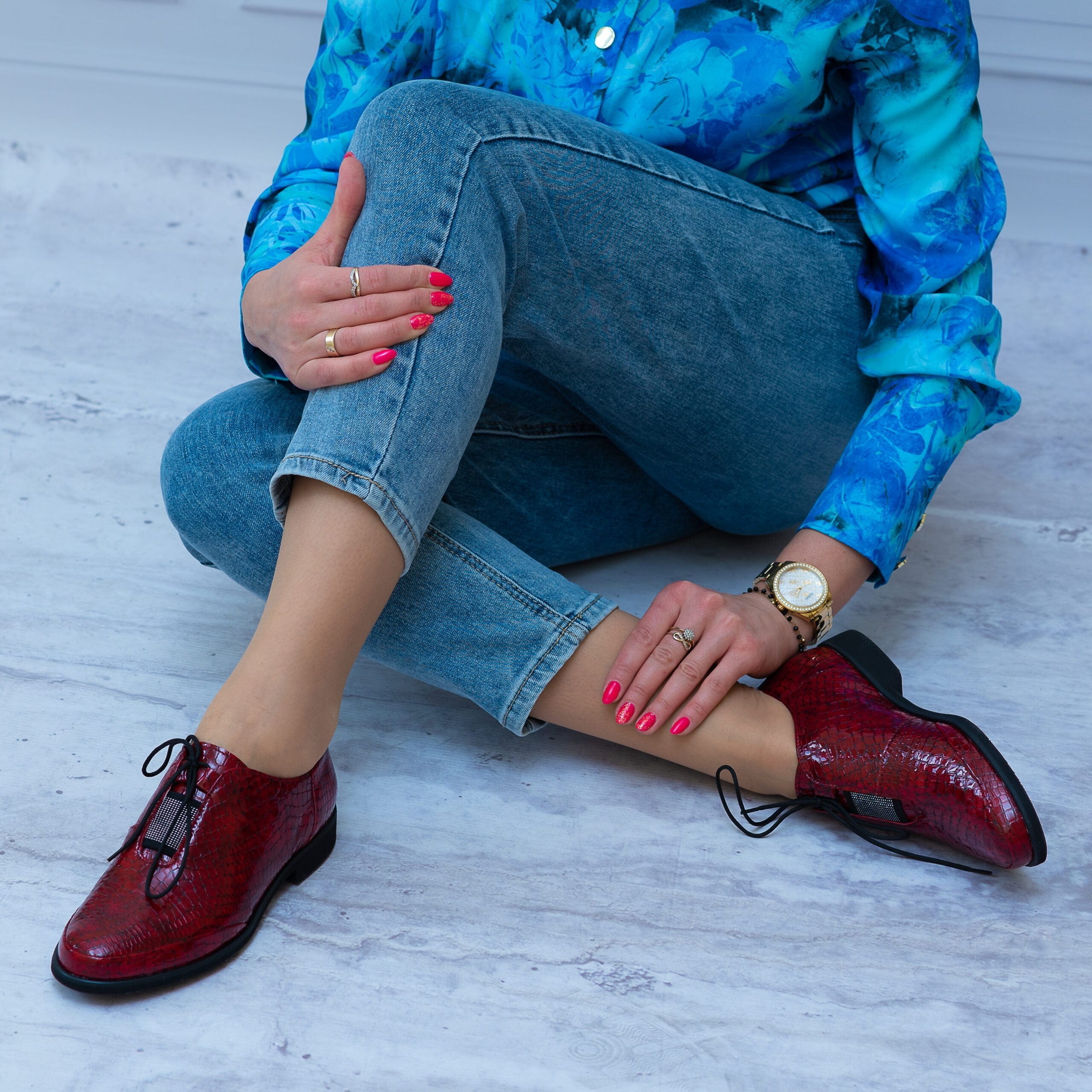 Półbuty Bordowe Skóra 1093 Pulso - Styl casualowy