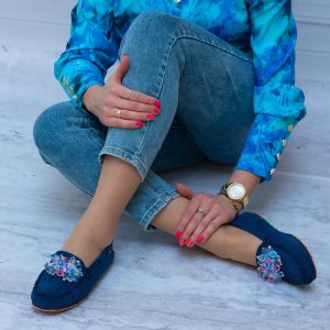 Granatowe Mokasyny Goodin FL-678 - Styl klasyczny