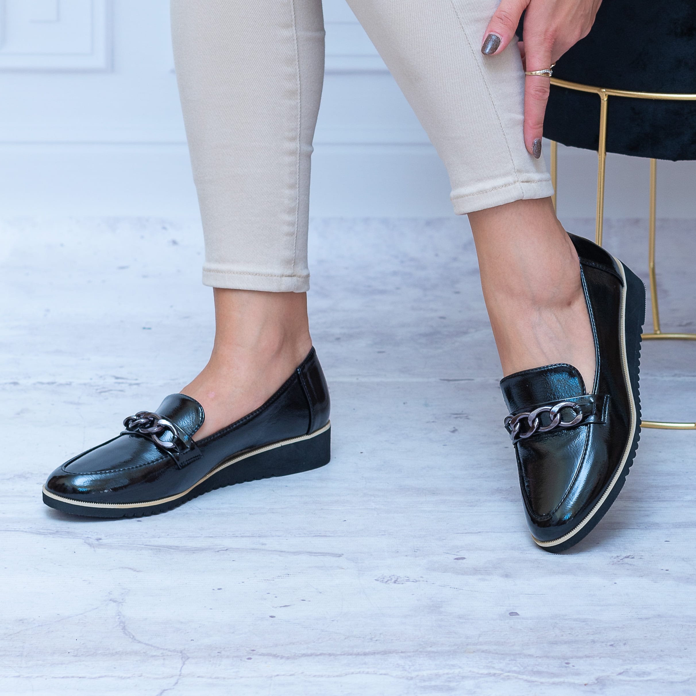 Mokasyny Damskie Na Koturnie – Jesienne Buty Damskie - Styl klasyczny