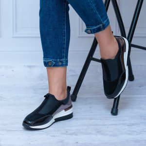 Czarne Półbuty Na Koturnie – Buty Jesienne Damskie Eleganckie T. Sokolski