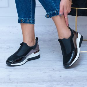 Czarne Półbuty Na Koturnie – Buty Jesienne Damskie Eleganckie T. Sokolski - Styl casualowy
