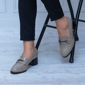 Szare Eleganckie Buty Damskie – Trzewiki Jesienne Potocki