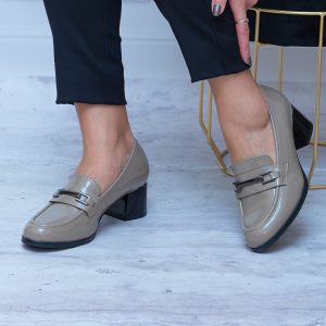 Szare Eleganckie Buty Damskie – Trzewiki Jesienne Potocki - Styl casualowy