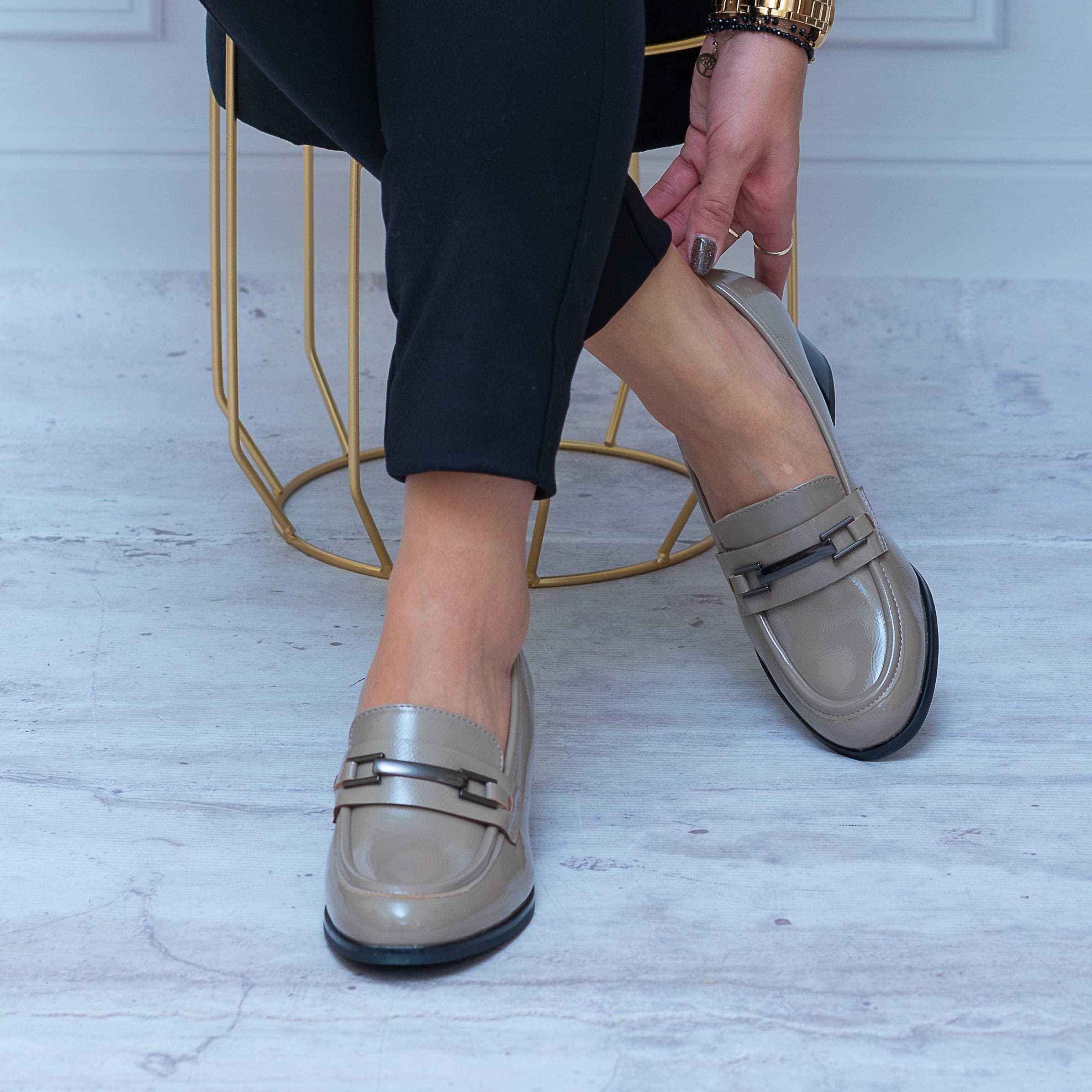 Szare Eleganckie Buty Damskie – Trzewiki Jesienne Potocki - Na wiosnę