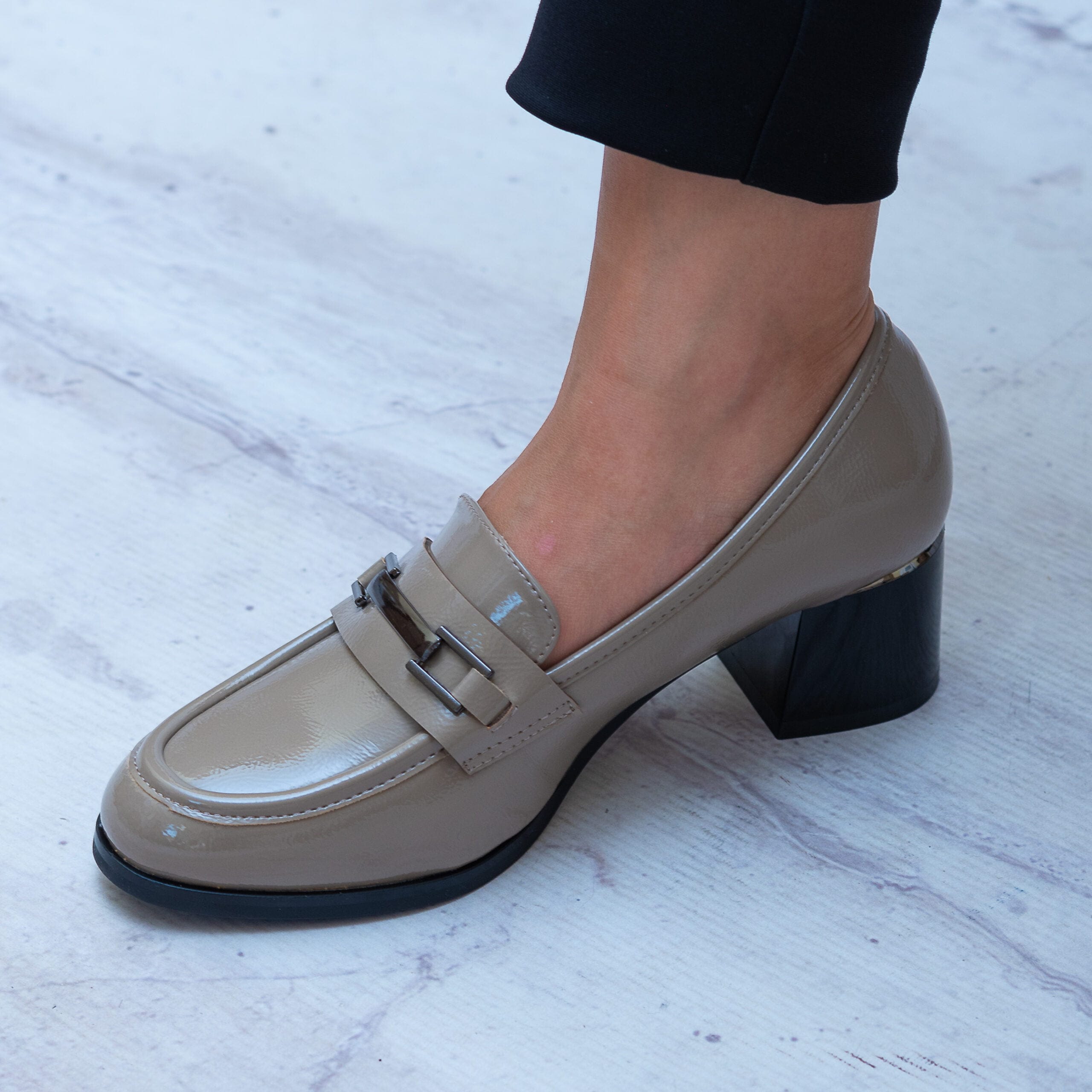 Szare Eleganckie Buty Damskie – Trzewiki Jesienne Potocki - Styl miejski