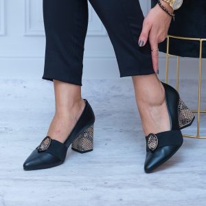 Skórzane Czarne Czółenka Ze Skóry – Damskie Trzewiki Jesienne Kordel - Styl elegancki