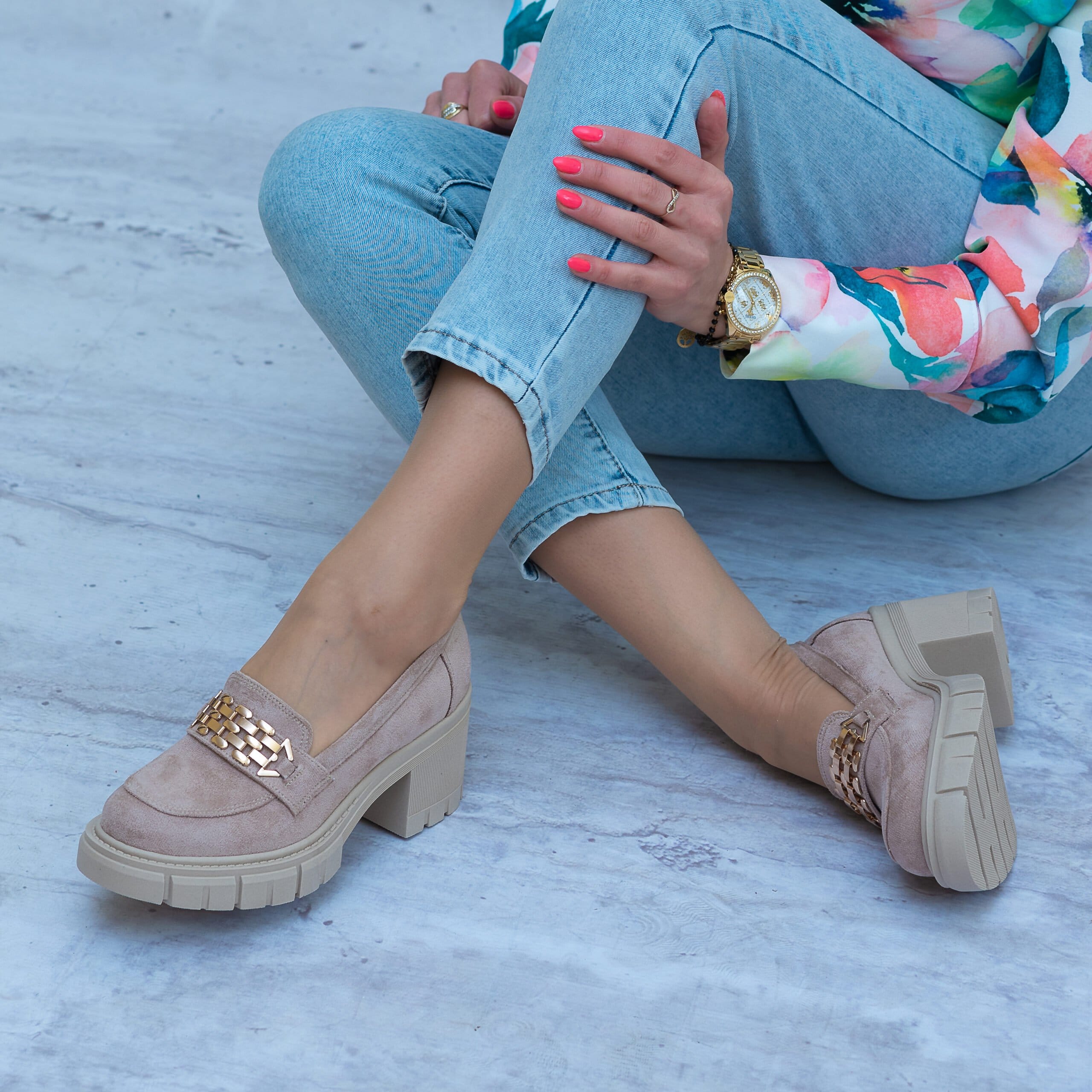 Mokasyny Beż FOR BUT 016 - Styl casualowy