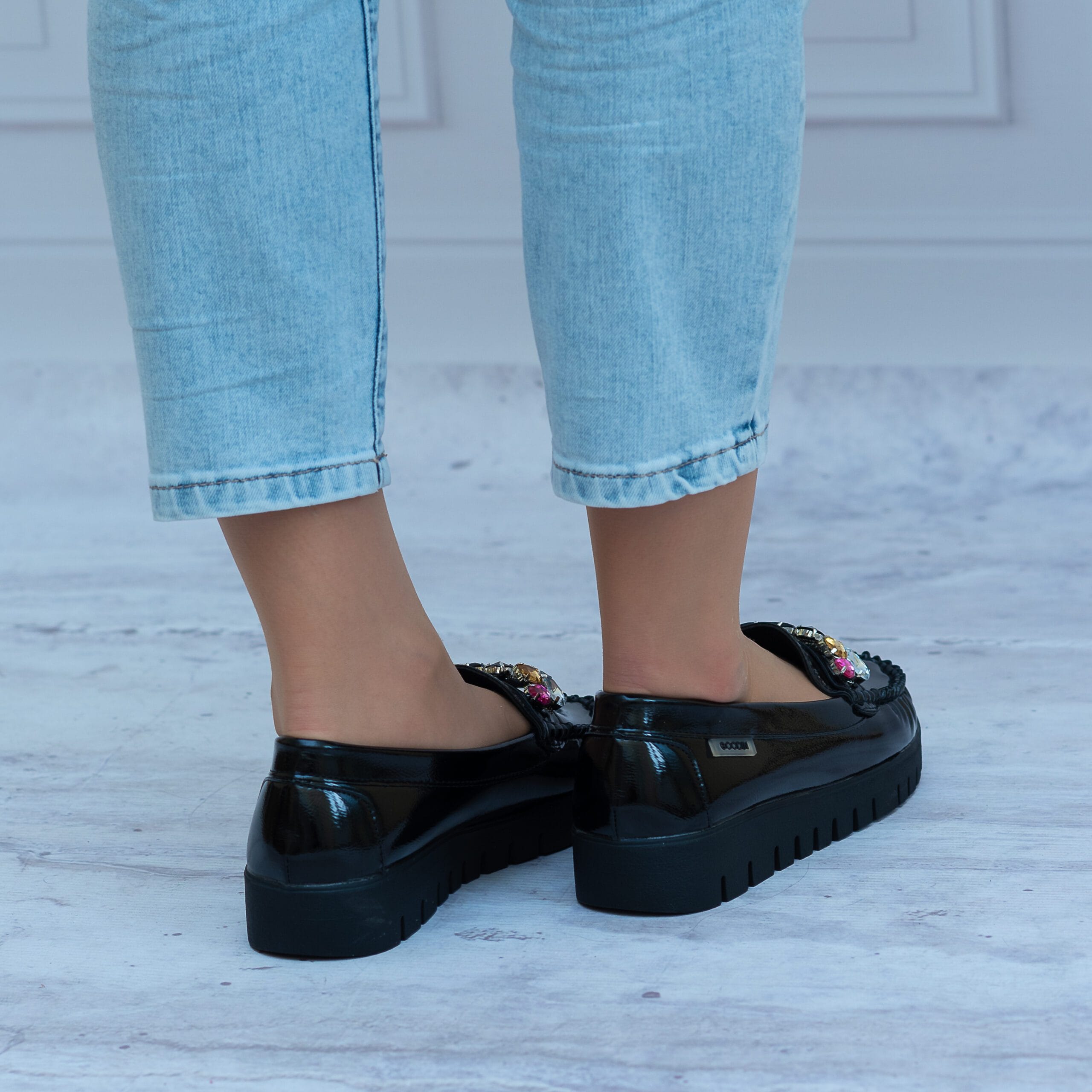 Mokasyny Czarne Goodin FL695A - Styl casualowy