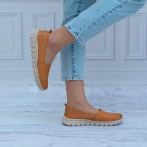Mokasyny Jasny Brąz ze skóry naturalnej 405 Helios - Styl casualowy