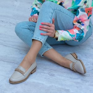 Mokasyny Damskie Beżowe – Eleganckie Półbuty Damskie - Styl klasyczny