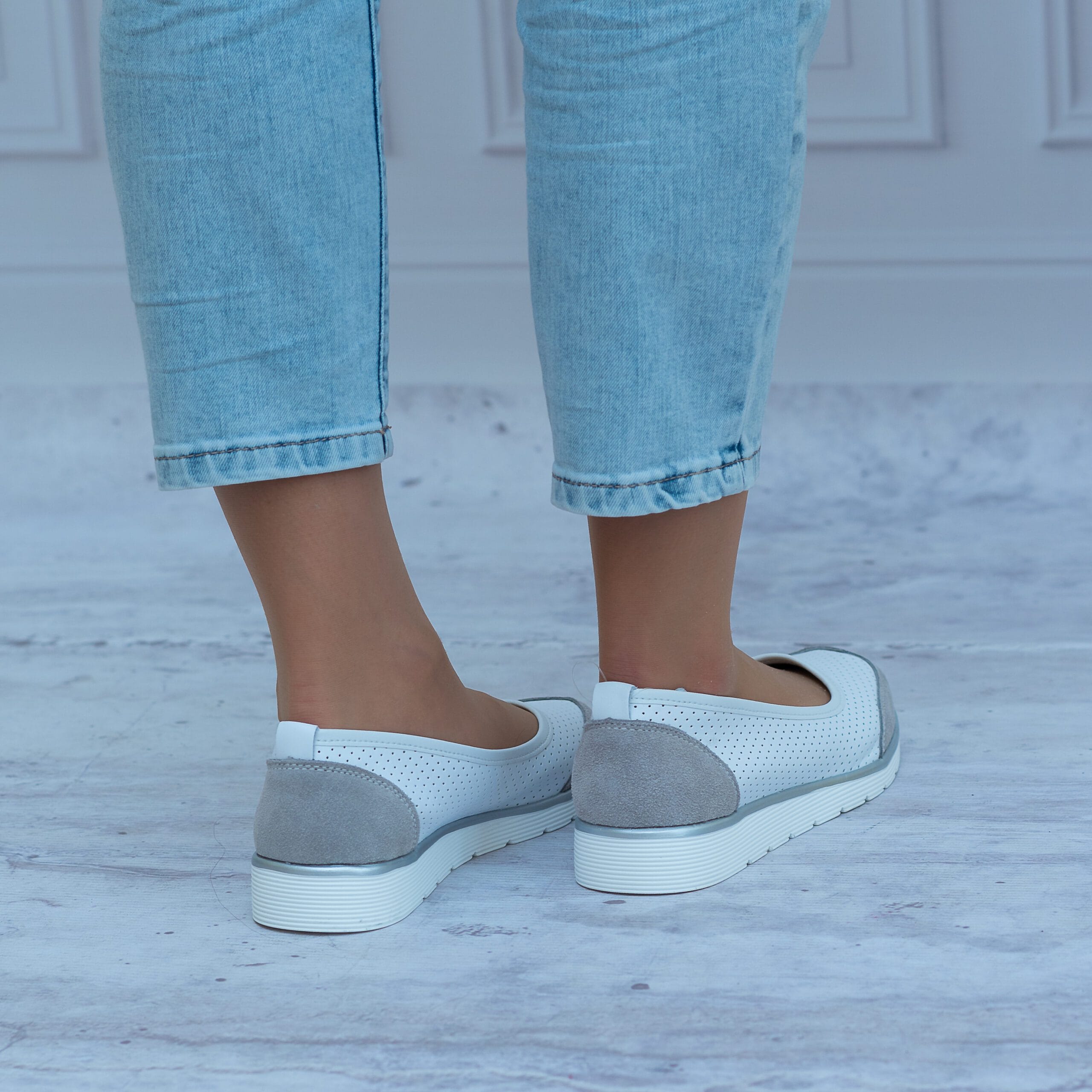 Mokasyny Biało/Szare FILIPO DP4524/23 WH - Styl casualowy
