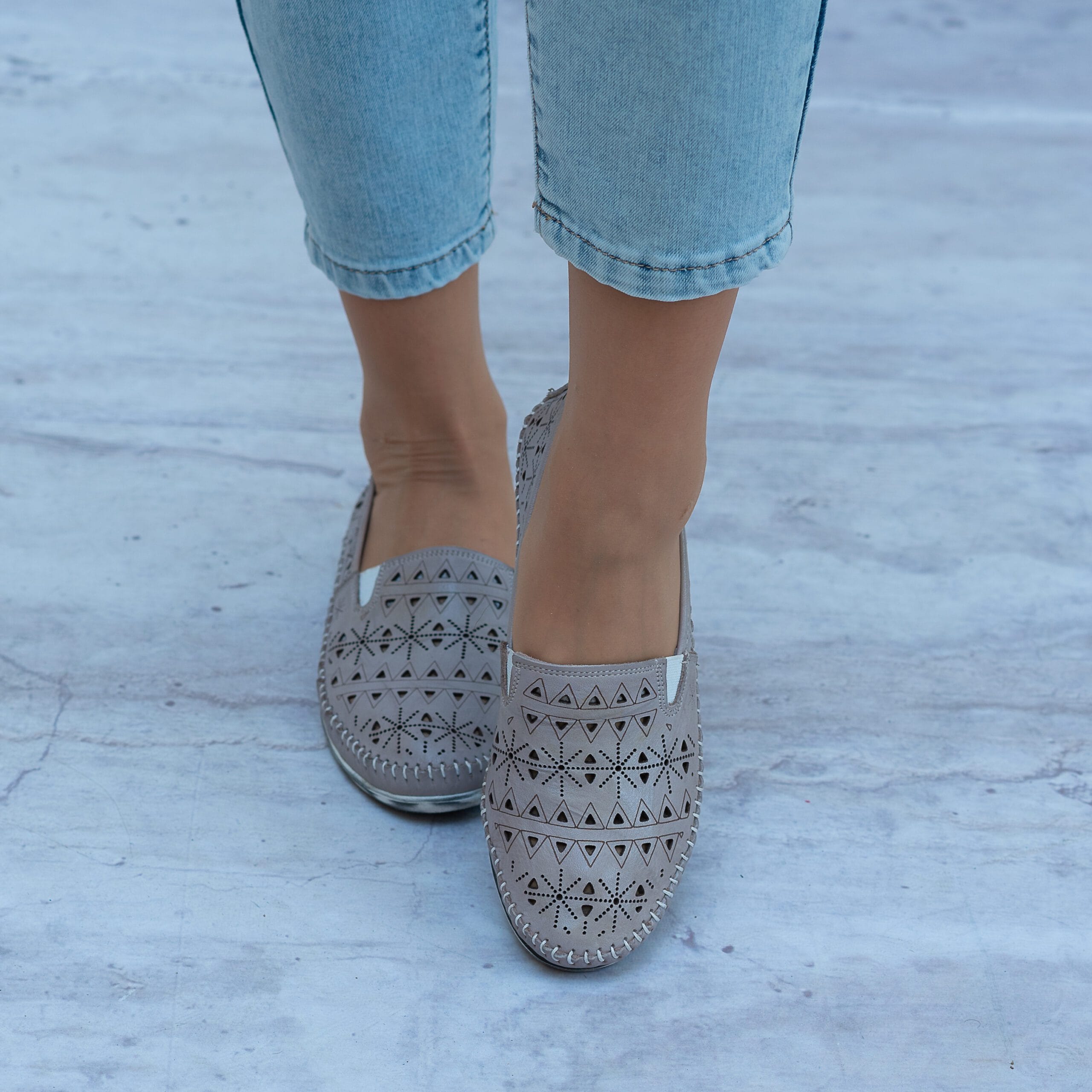 Ażurowe Półbuty Skóra T.Sokolski ARA 404 S.GREY - Styl smart casual