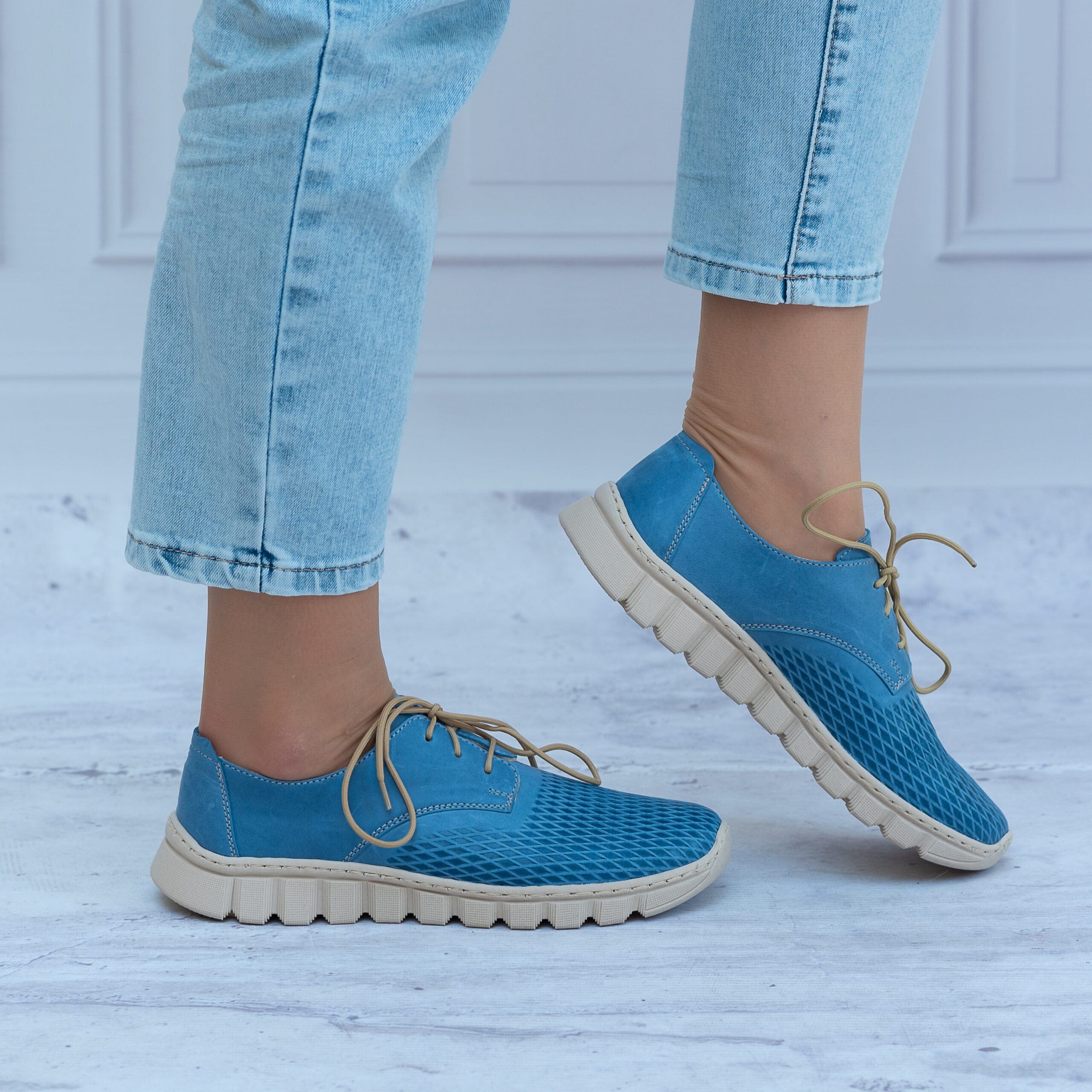 Półbuty WASAK ze skóry naturalnej 0682 Jeans