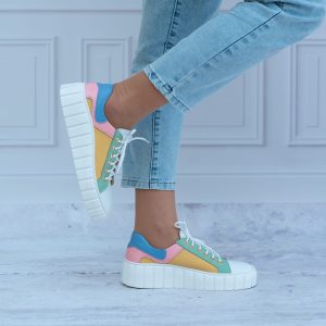 Trampki Skórzane Kolorowe J22-14 Biały gr./kolor GALANT - Styl casualowy