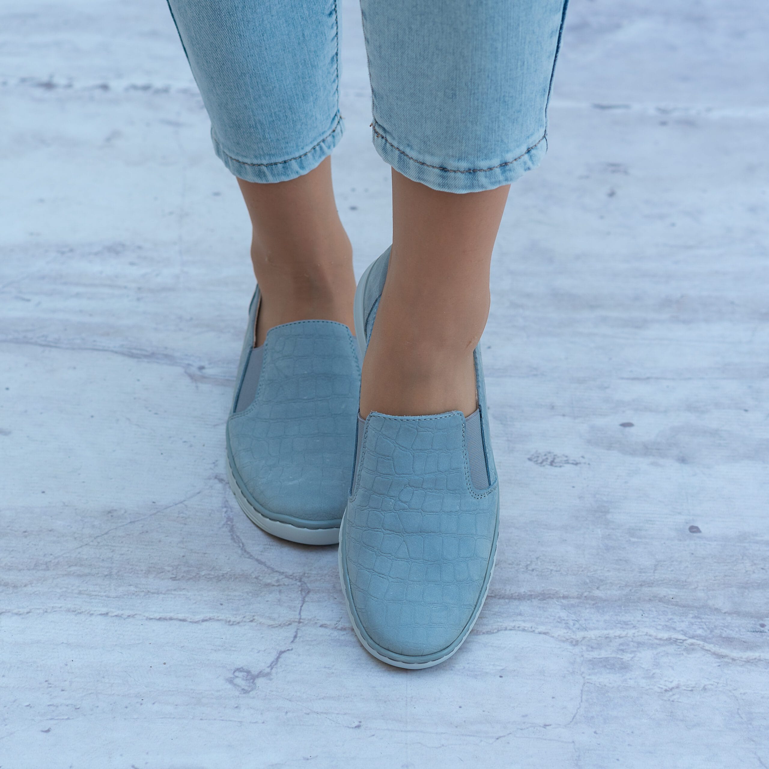 Półbuty damskie niebieskie ze skóry naturalnej WASAK 0613 - Styl smart casual