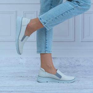 Półbuty damskie białe ze skóry naturalnej WASAK 0613 - Styl klasyczny