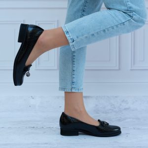 Mokasyny Damskie Czarne KOSTEX Ze Skóry Naturalnej - Styl smart casual