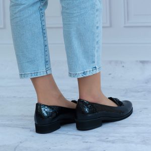 Mokasyny Damskie Czarne KOSTEX Ze Skóry Naturalnej - Styl casualowy