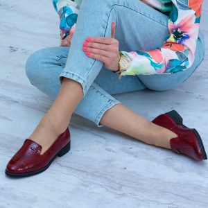 Czółenka damskie bordowe KOSTEX ze skóry naturalnej 2298 LAGO - Styl casualowy