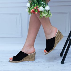 Klapki na Koturnie – Wygodne Klapki Na Lato – FILIPO DK2143/21 BLACK