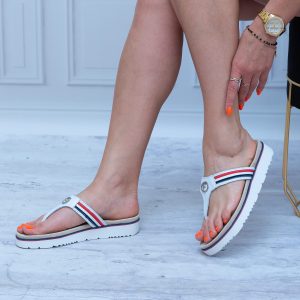 Skórzane Japonki Białe Filippo- Wygodne Buty Skórzane – DK2327/21 WH - Styl casualowy