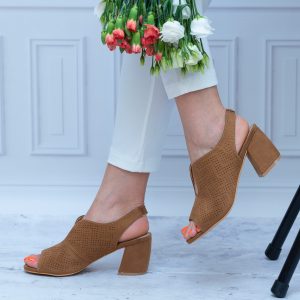Camelowe Sandały Na Słupku T. SOKOLSKI – Buty Na Lato – SK L20-21 Camel