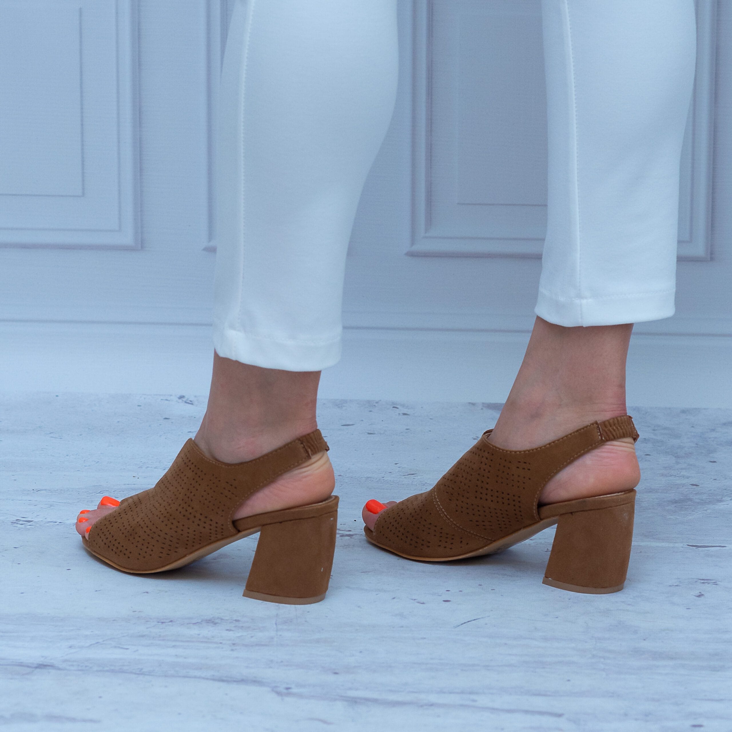Camelowe Sandały Na Słupku T. SOKOLSKI – Buty Na Lato – SK L20-21 Camel - Styl komfortowy