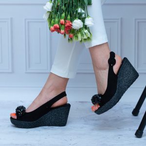 Sandały Na Koturnie Goodin – Modne Koturny Damskie – FL1618 Black