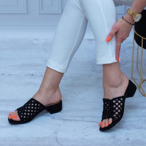 Klapki Ażurowe Na Obcasie SK L20-20 Black Sokolski - Styl elegancki