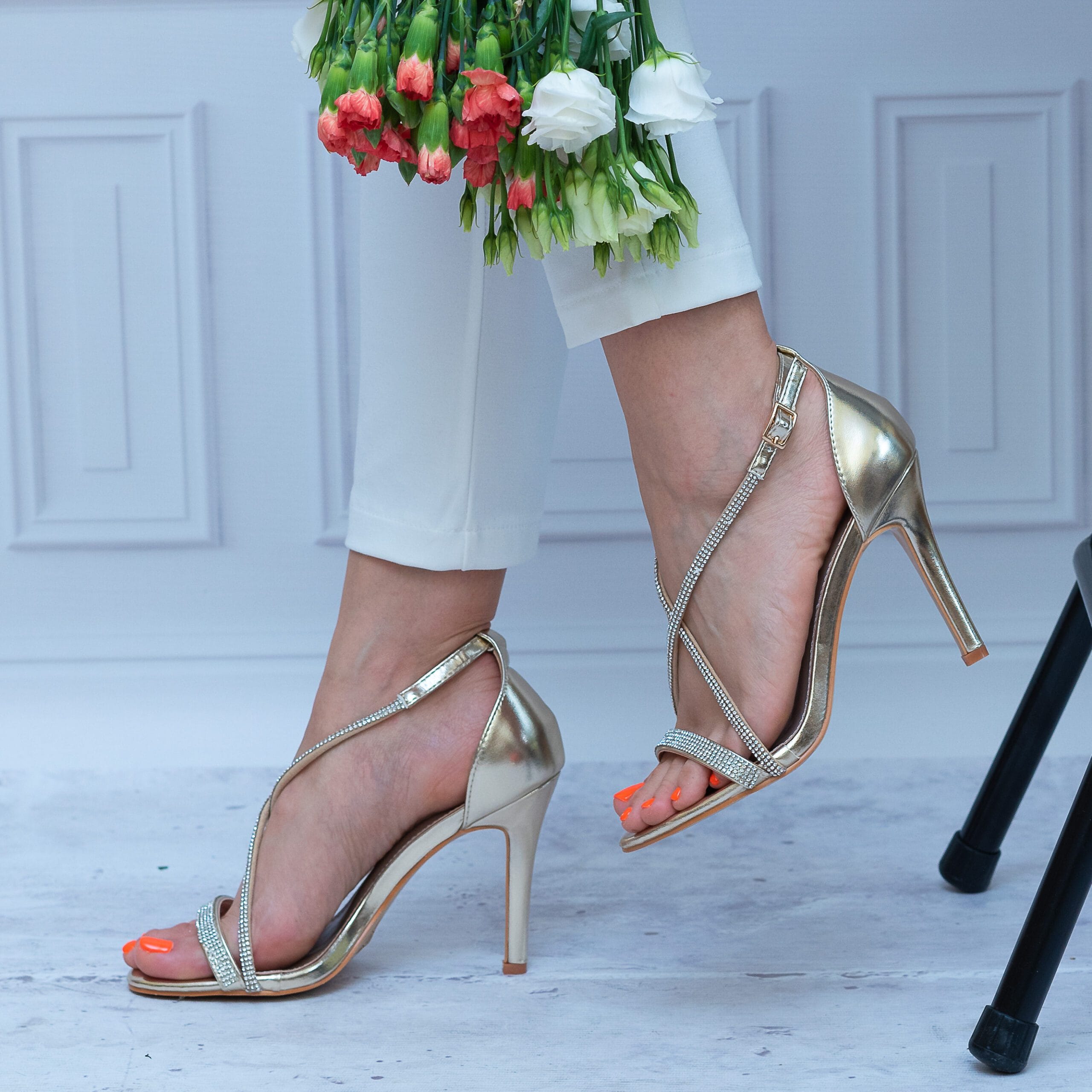 Sandały Na Szpilce Złote – Eleganckie Sandały – GOODIN GD-D0-123 Gold