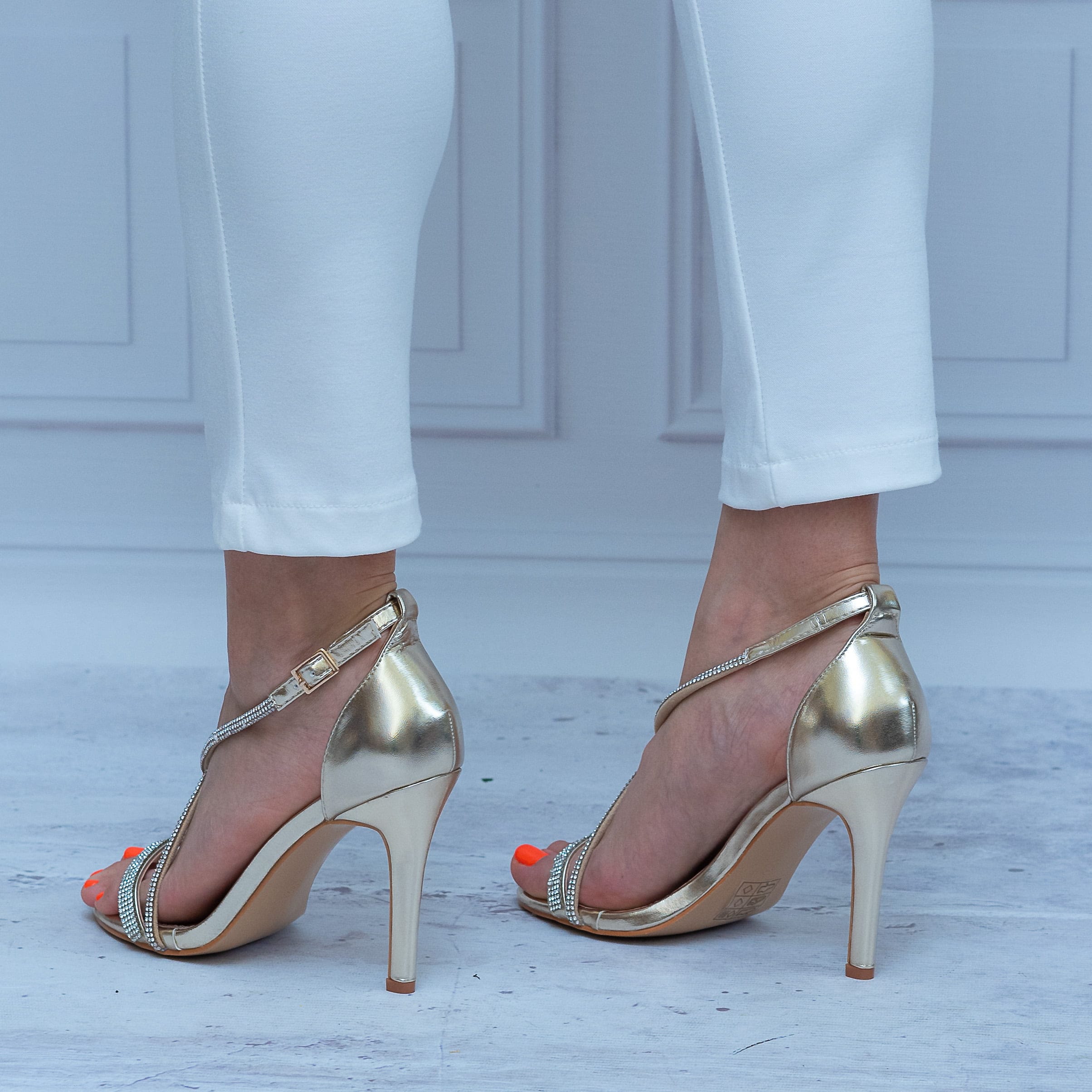 Sandały Na Szpilce Złote – Eleganckie Sandały – GOODIN GD-D0-123 Gold - Styl wieczorowy