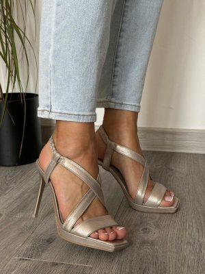 Sandały Damskie KARINO – 4677/074-P Złoty Skóra Lico – Wygodne Buty - Styl elegancki