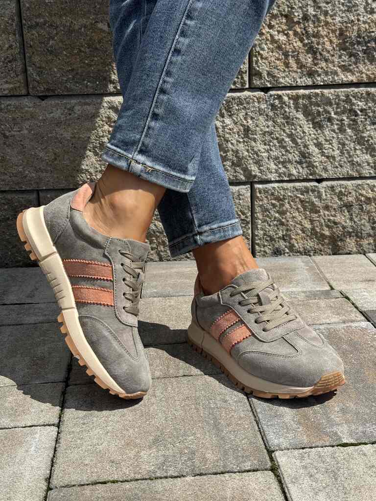 Sneakersy damskie skórzane zamszowe szare Goodin LX1080D - Na wiosnę