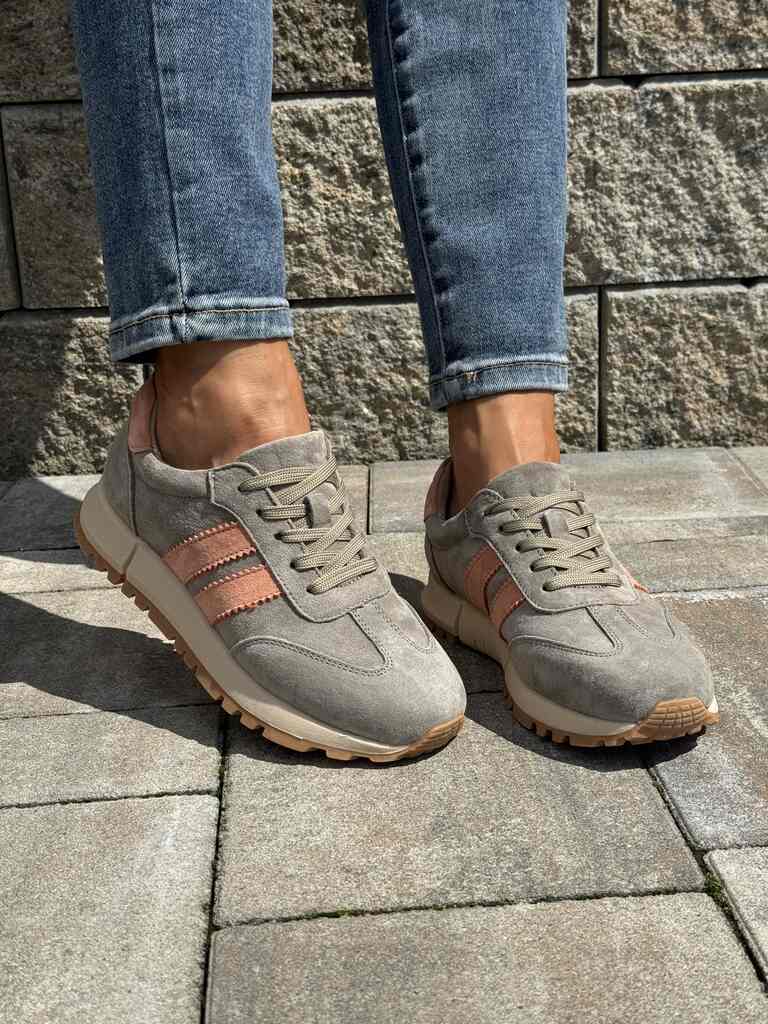 Sneakersy damskie skórzane zamszowe szare Goodin LX1080D - Do spodni
