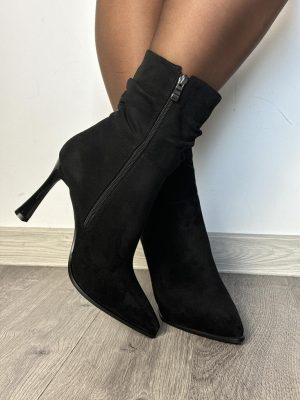 Czarne kozaki damskie zamszowe na obcasie Goodin FL 2218 - Styl biznesowy