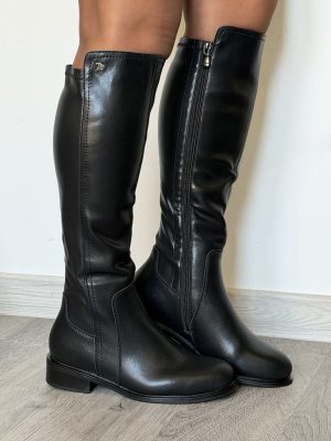 Kozaki damskie czarne na płaskim obcasie z ekoskóry T.Sokolski Z25-179 - Styl elegancki