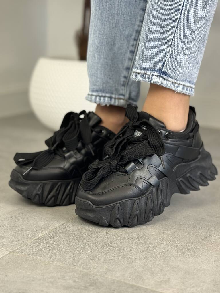 Czarne sneakersy damskie na grubej podeszwie LA275 czarny Seaestar - Do jeansów